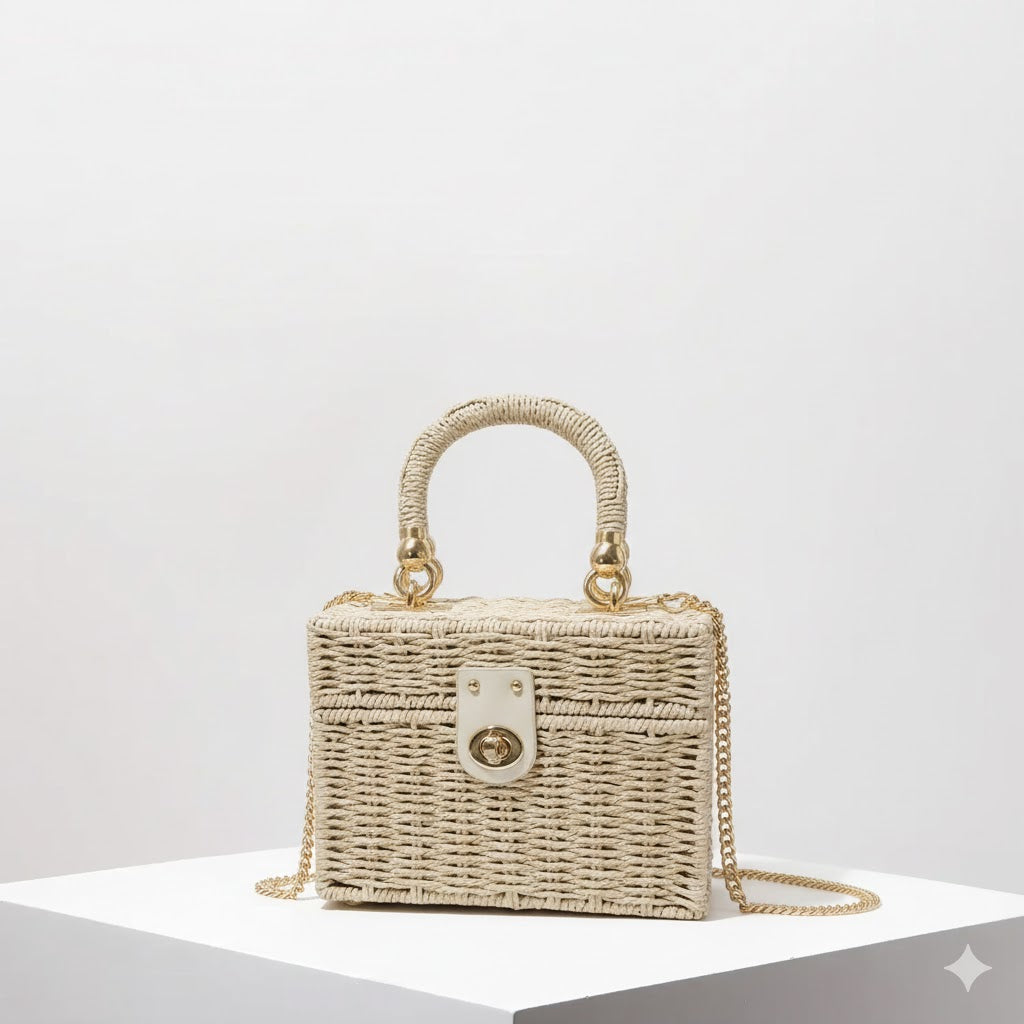 Edle Rattan Box Bag – Zeitloses Vintage-Statement