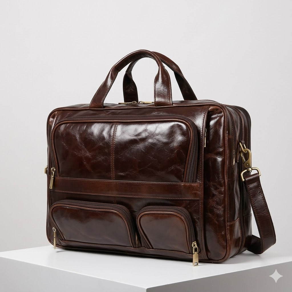 XL Leder-Aktentasche: Ihr smartes Raumwunder