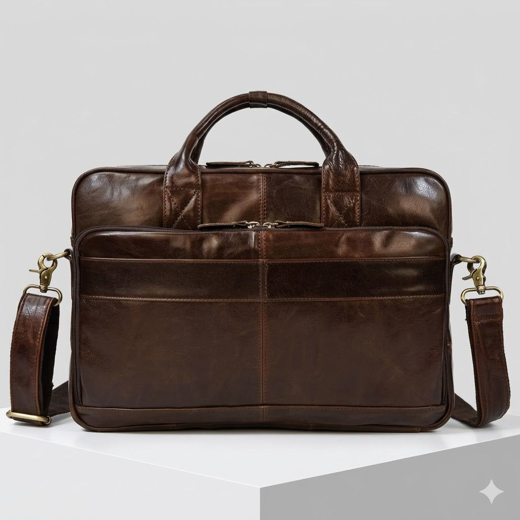 Tolle Echtleder-Tasche: 15,6" Laptop & Akten-Profi