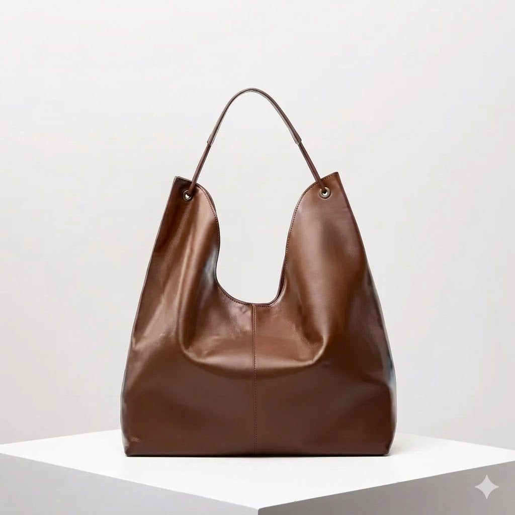 Große Echtleder Hobo Bag: Schlichte Eleganz für Damen