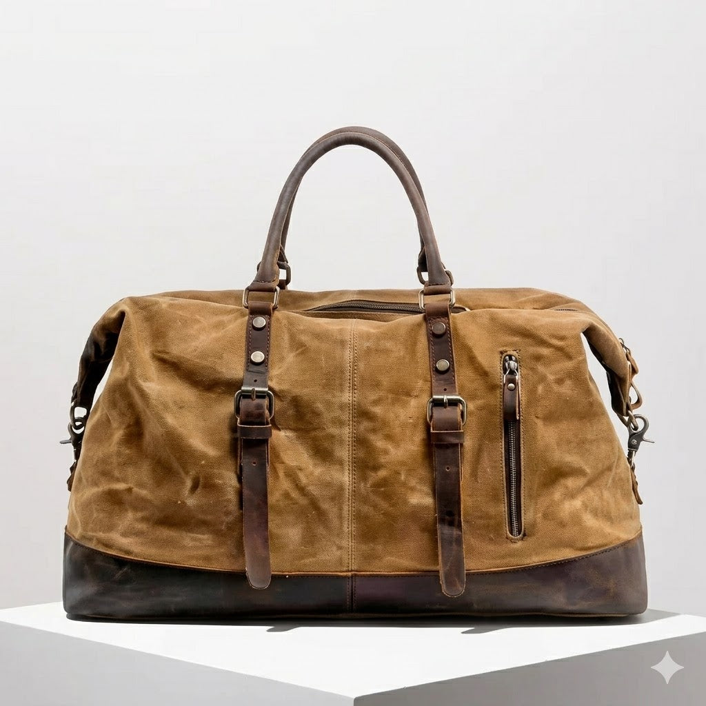 Herren Reisetasche Canvas Leder | Großer Weekender Vintage