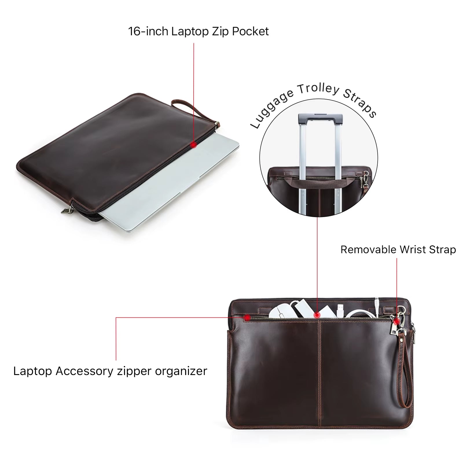 Edle Leder-Laptophülle - Minimalistisches Design