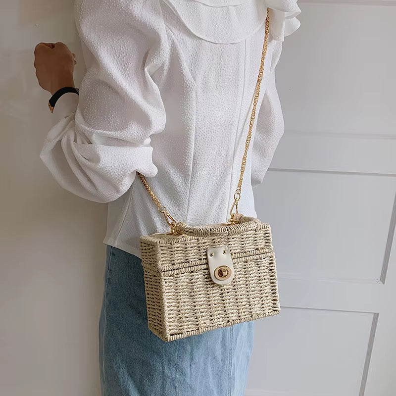 Edle Rattan Box Bag – Zeitloses Vintage-Statement