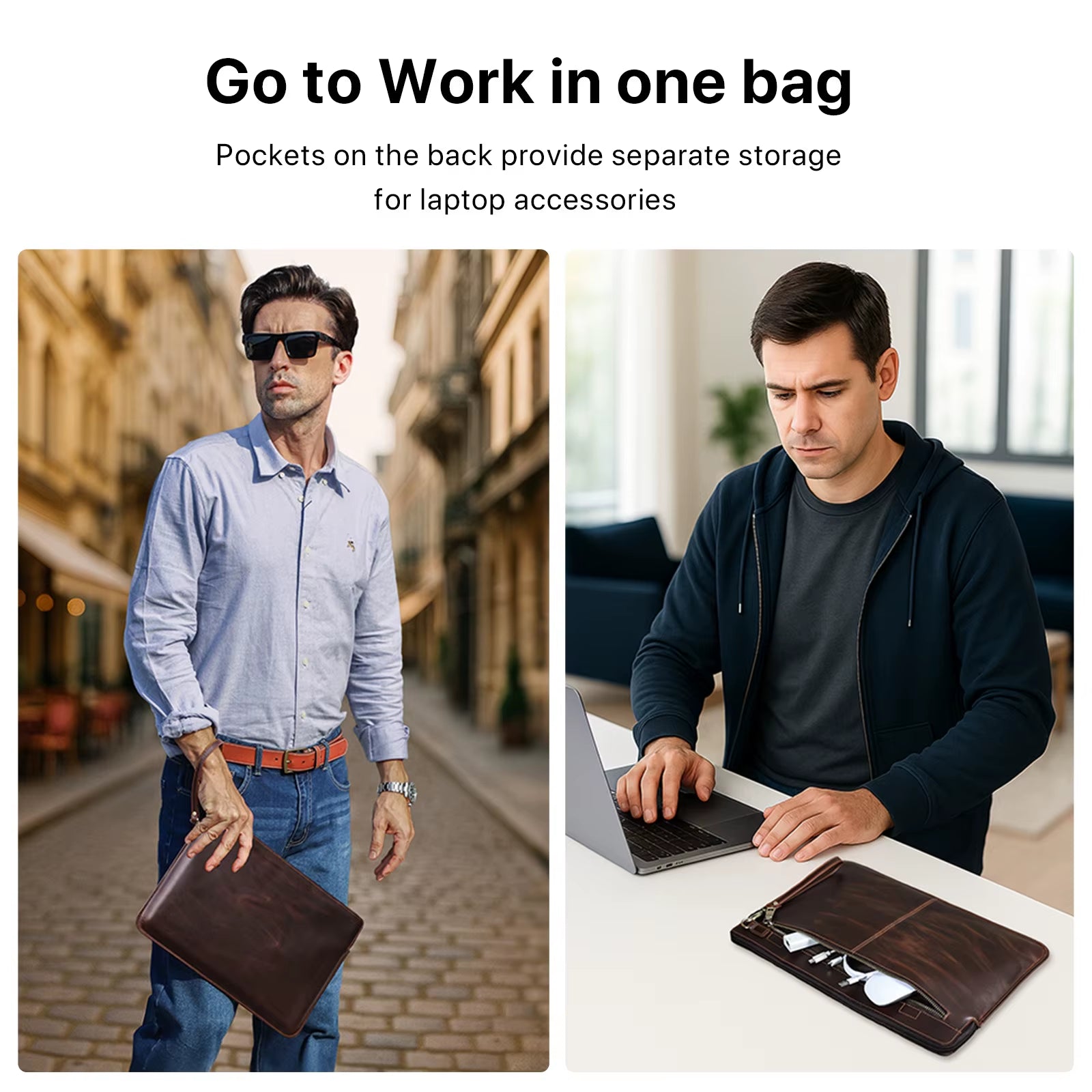 Edle Leder-Laptophülle - Minimalistisches Design