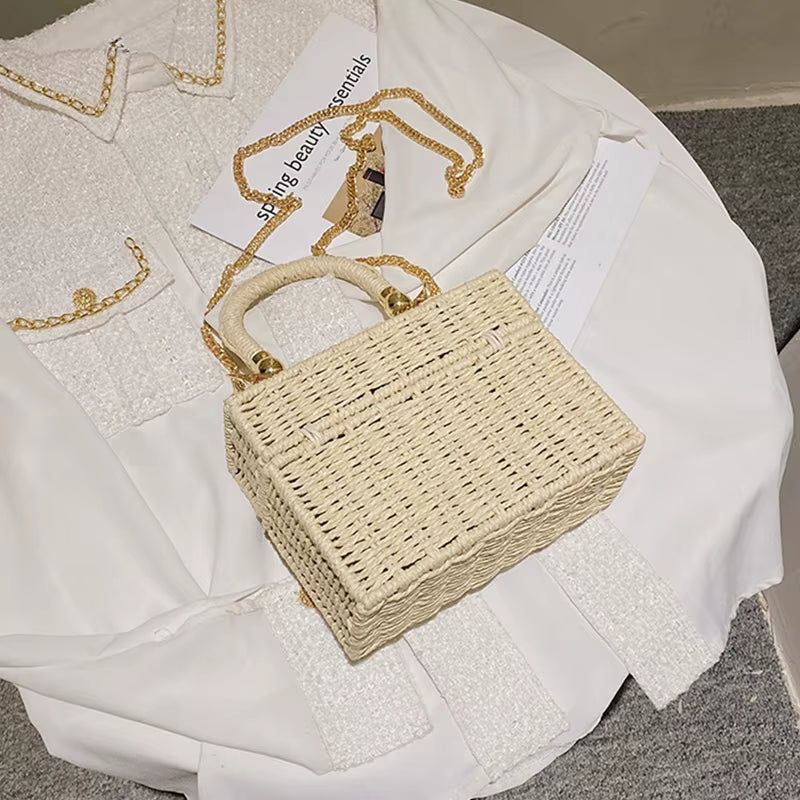 Edle Rattan Box Bag – Zeitloses Vintage-Statement