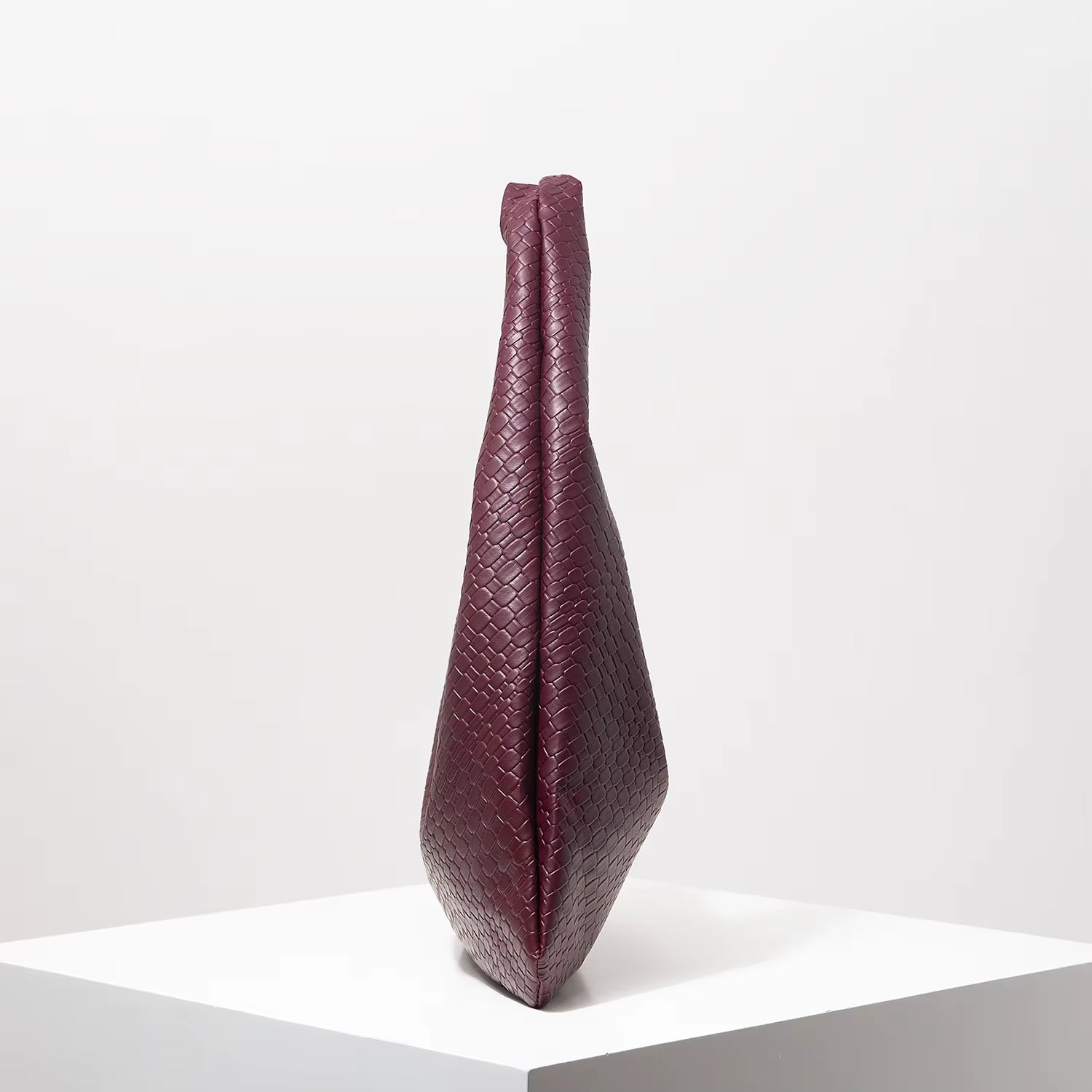 Vintage Web-Leder Schultertasche – Edle Crescent Tote