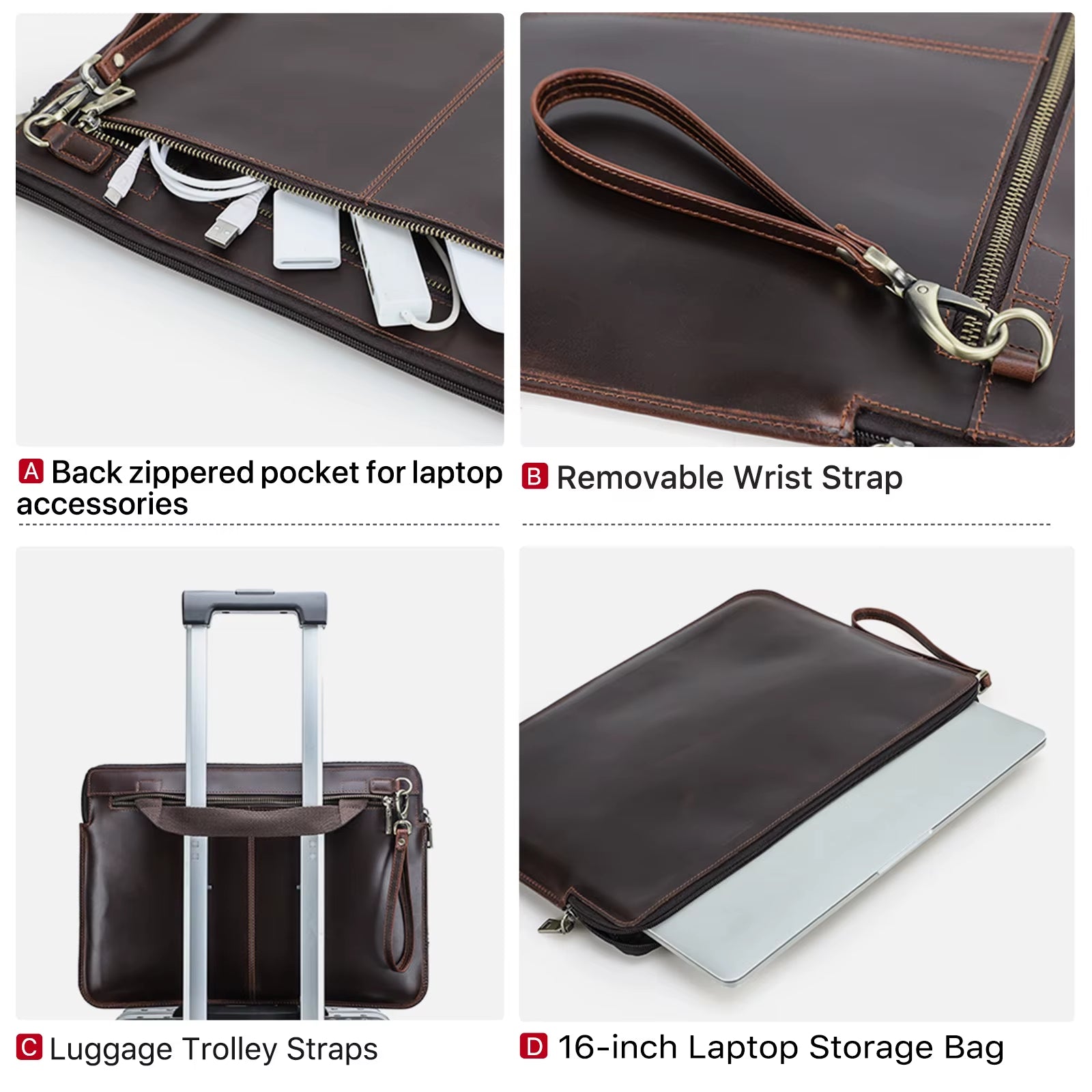 Edle Leder-Laptophülle - Minimalistisches Design