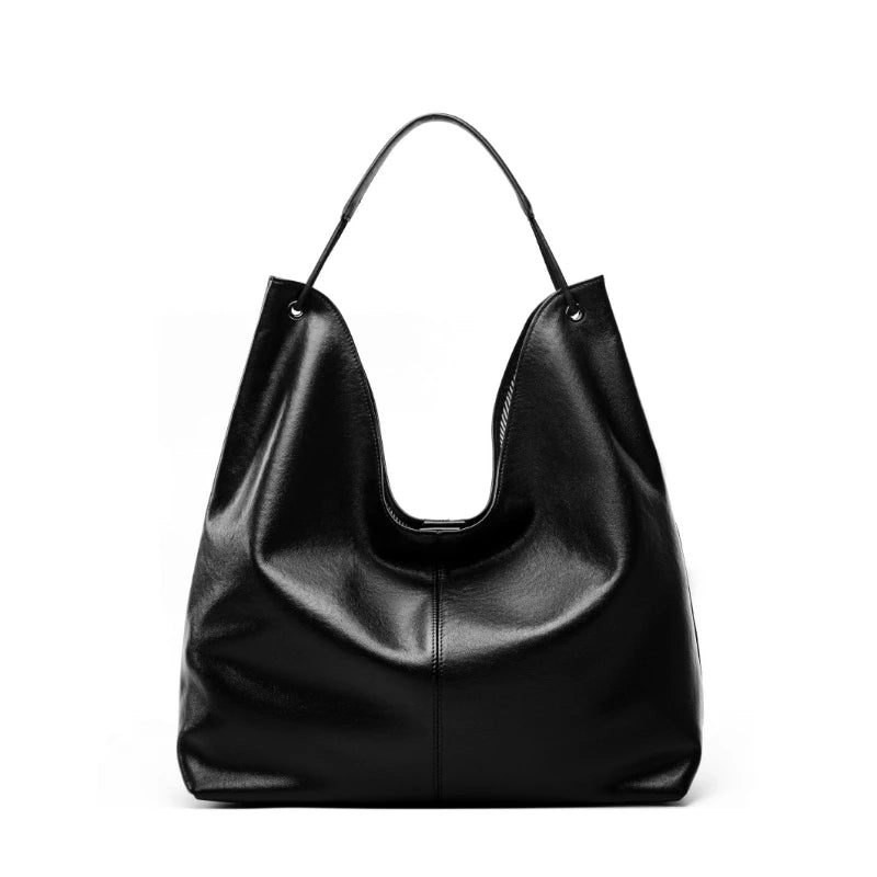 Große Echtleder Hobo Bag: Schlichte Eleganz für Damen
