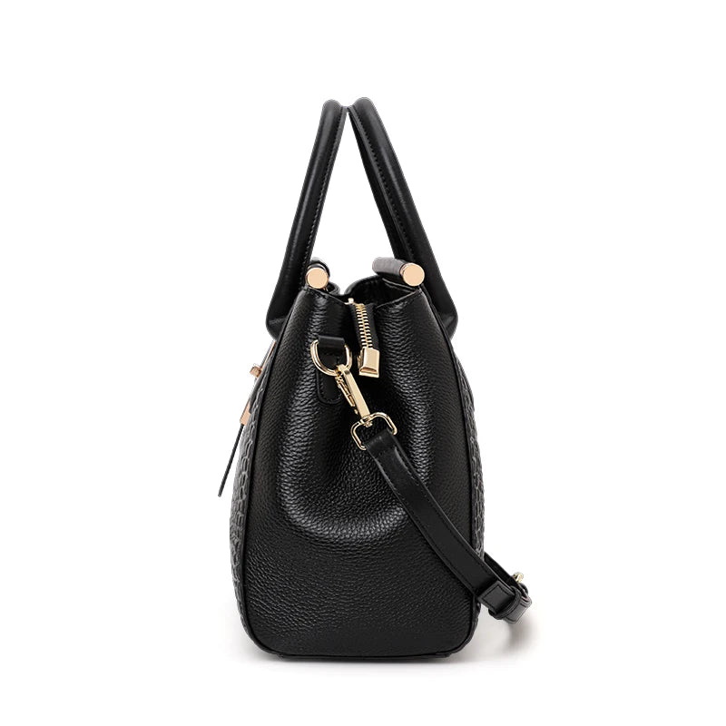 Stilvolle Leder-Handtasche: Edle Krokoprägung & Pure Eleganz