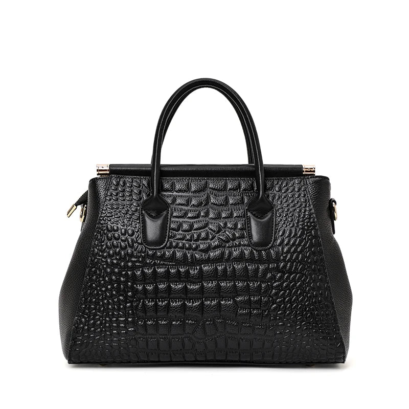 Stilvolle Leder-Handtasche: Edle Krokoprägung & Pure Eleganz