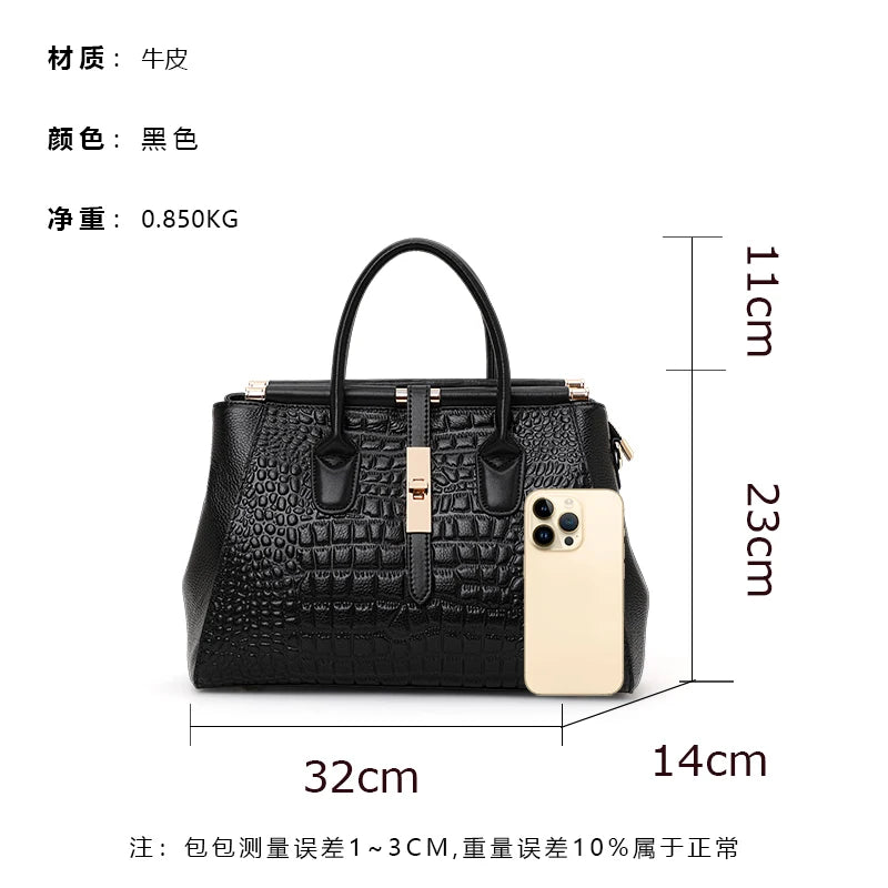 Stilvolle Leder-Handtasche: Edle Krokoprägung & Pure Eleganz