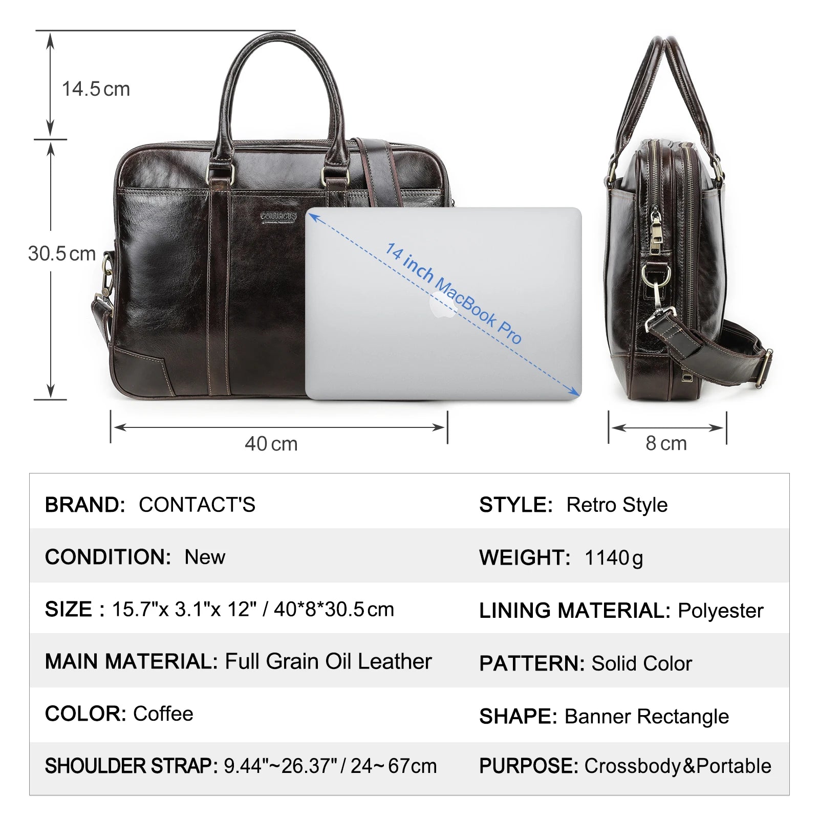 Edle Business-Tasche aus Echtleder: Viel Stauraum & Stil
