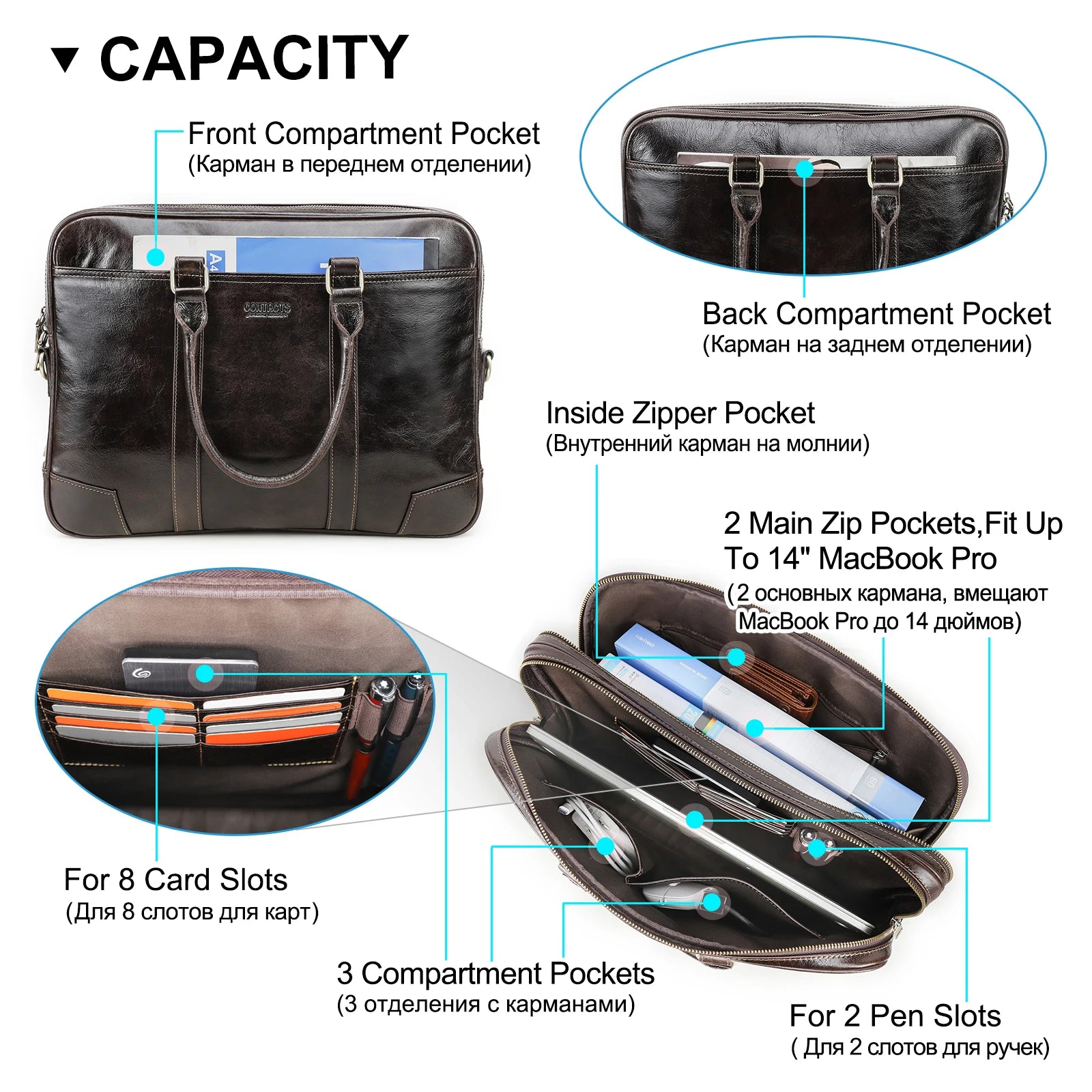 Edle Business-Tasche aus Echtleder: Viel Stauraum & Stil