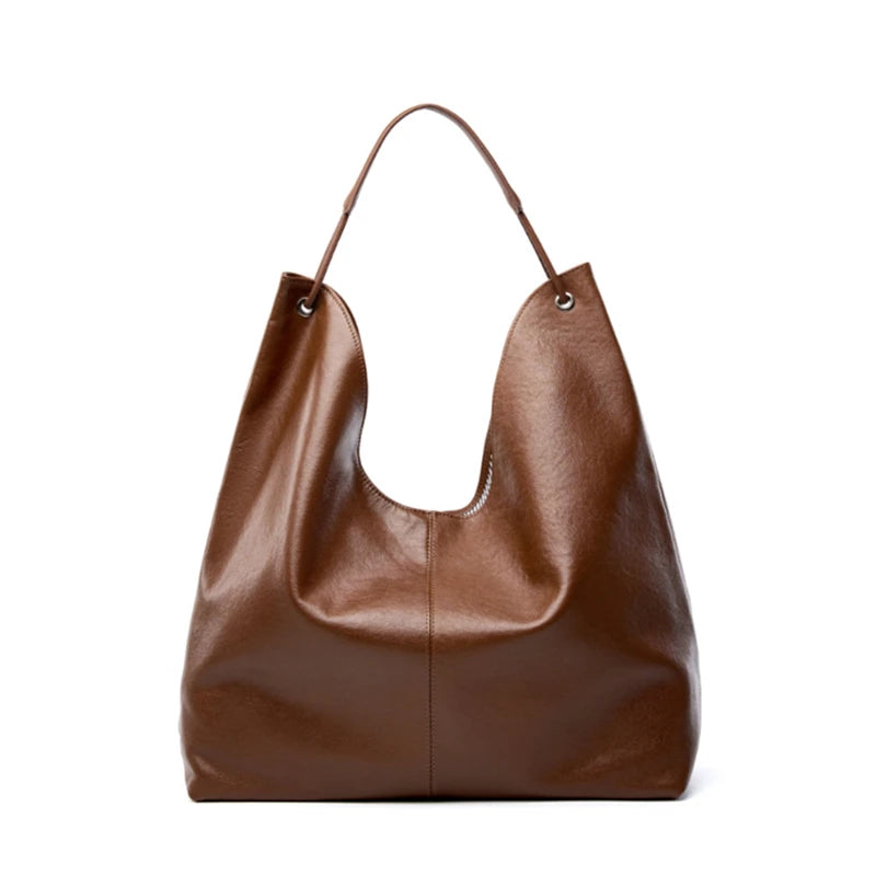 Große Echtleder Hobo Bag: Schlichte Eleganz für Damen