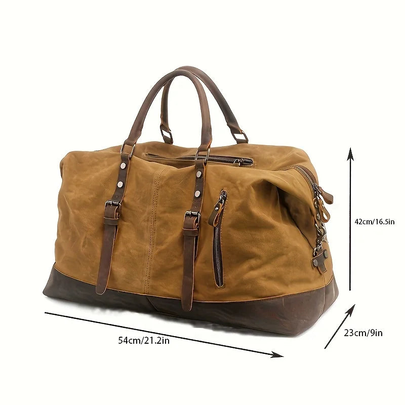 Herren Reisetasche Canvas Leder | Großer Weekender Vintage