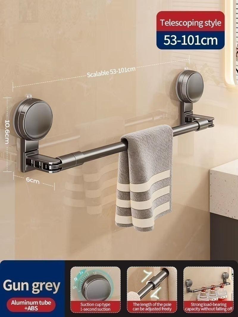 Bad-Handtuchstange ohne Bohren – Teleskop-Halter mit Haken