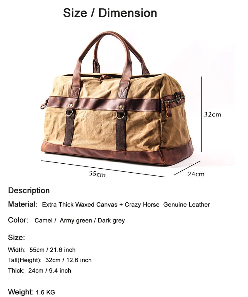 Vintage Reisetasche – Canvas & Leder Weekender