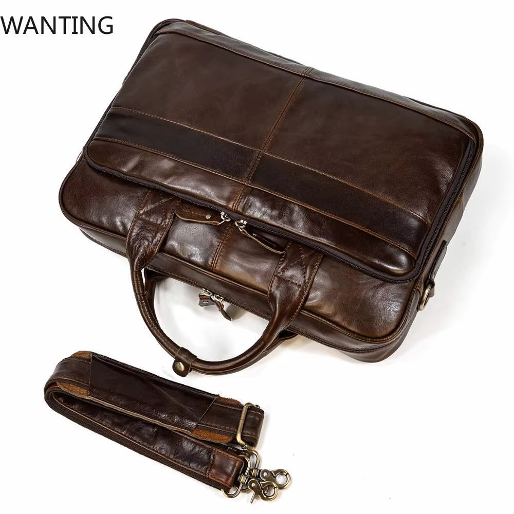 Tolle Echtleder-Tasche: 15,6" Laptop & Akten-Profi