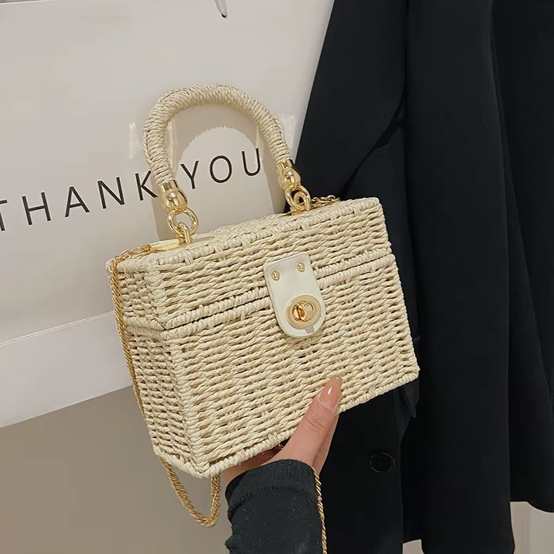 Edle Rattan Box Bag – Zeitloses Vintage-Statement