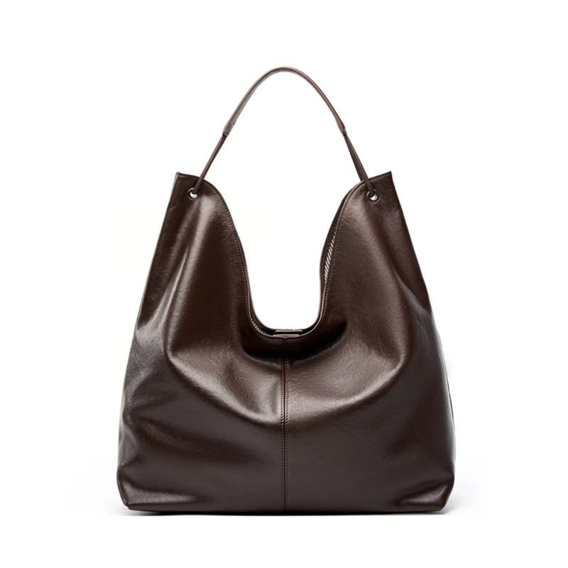 Große Echtleder Hobo Bag: Schlichte Eleganz für Damen