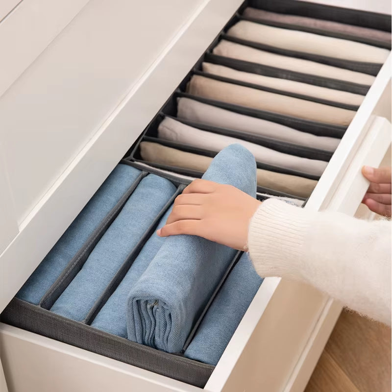 Kleiderschrank Organizer | 9 Fächer für Jeans & Hosen