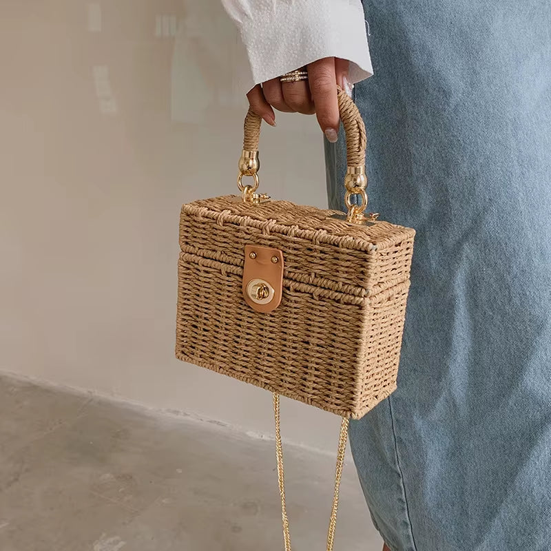 Edle Rattan Box Bag – Zeitloses Vintage-Statement