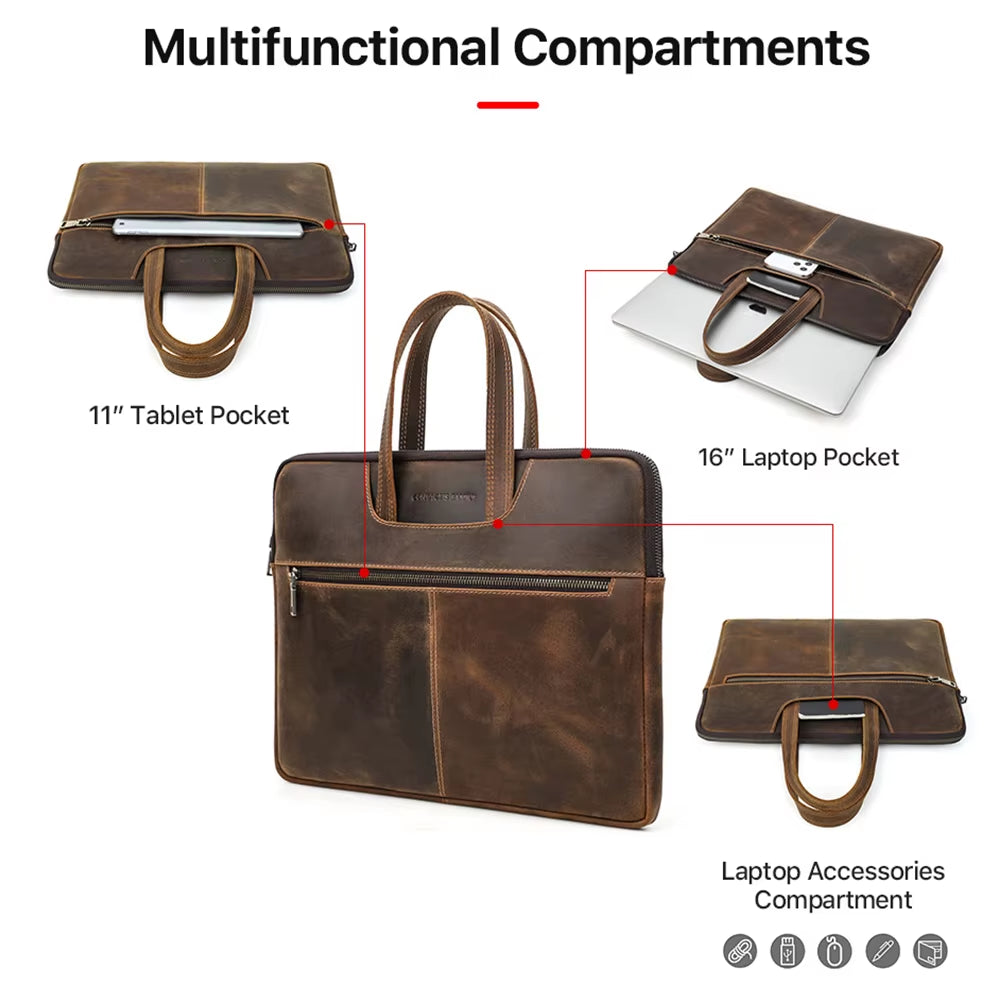 Laptoptasche Echtleder Herren | Puristisches Design